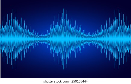 Sound waves oscillating glow blue light, Abstract technology background. Vector.