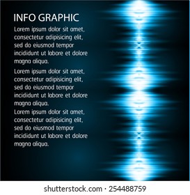 Sound waves oscillating glow blue light, Abstract technology background. Vector. text box. Brochure. 