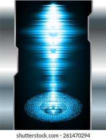 Sound waves oscillating glow blue light, Abstract technology background. Vector. silver