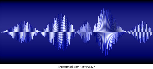 Sound waves oscillating glow blue light, Abstract technology background. Vector. black background. 