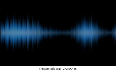 Sound waves oscillating glow blue light, Abstract technology background. Vector.