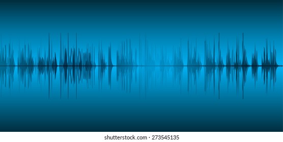 Sound waves oscillating glow blue light, Abstract technology background. Vector. infographics
