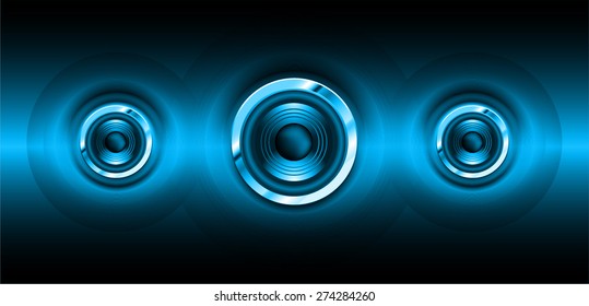 Sound waves oscillating glow blue light, Abstract technology background. Vector . audio speaker. volume. infographics