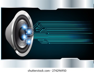 Sound waves oscillating glow blue light, Abstract Technology background for computer graphic website internet business. circuit. Vector illustration. volume