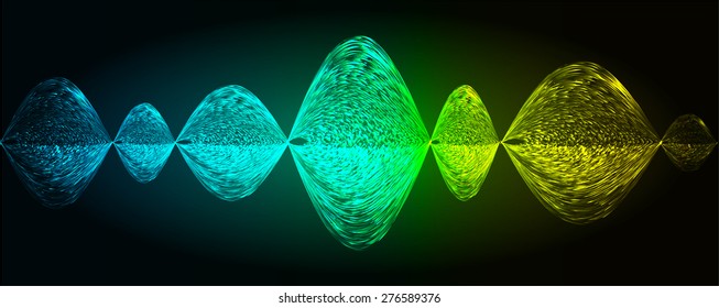 Sound waves oscillating glow blue green blue light, Abstract technology background. Vector. infographics.