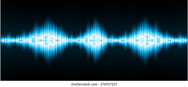 Sound waves oscillating glow blue light, Abstract technology background. Vector. infographics.