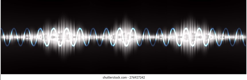 Sound waves oscillating glow blue light, Abstract technology background. Vector. infographics.