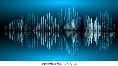 Sound waves oscillating glow blue light, Abstract technology background. Vector. info graphics.