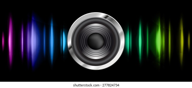 Sound waves oscillating glow blue pink yellow light, Abstract technology background. Vector. infographics. wave