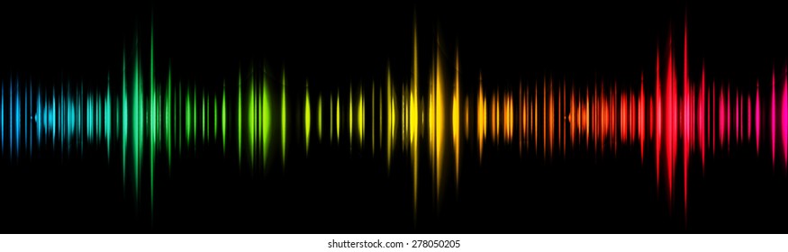 Sound waves oscillating glow blue green yellow pink light, Abstract technology background. Vector. infographics. wave