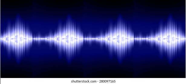 Sound waves oscillating glow blue light, Abstract technology background. Vector.