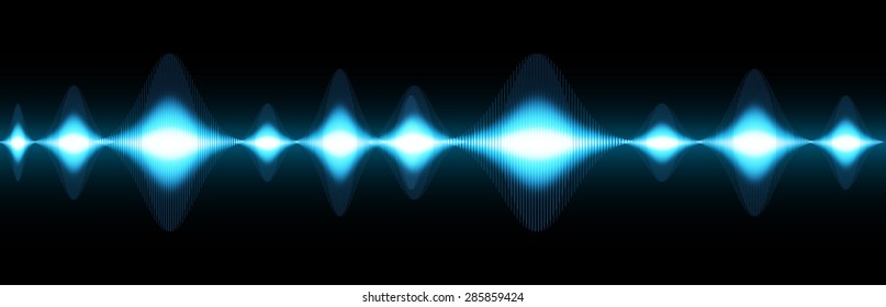 Sound waves oscillating glow blue light, Abstract technology background. Vector