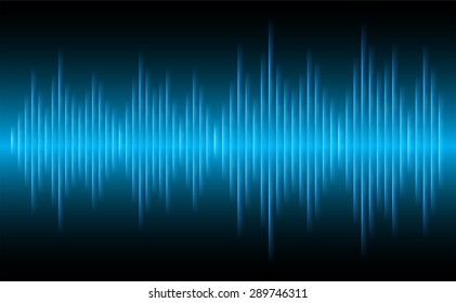Sound waves oscillating glow blue light, Abstract technology background. Vector.