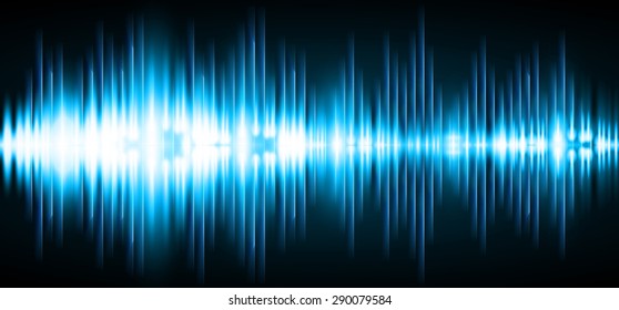 Sound waves oscillating glow blue light, Abstract technology background. Vector. infographics