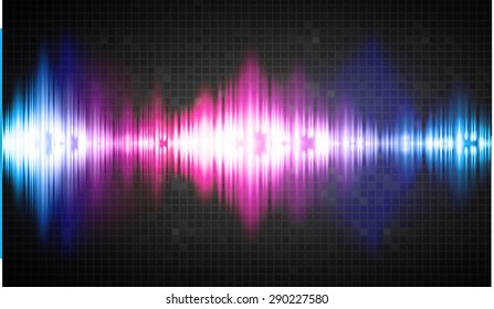 Sound waves oscillating glow blue light, Abstract technology background. Vector.