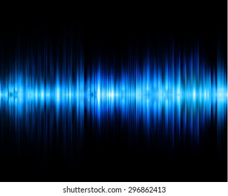Sound waves oscillating glow blue light, Abstract technology background. Vector.