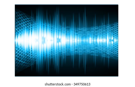 Sound waves oscillating glow blue light, Abstract technology background. Vector. Pulse