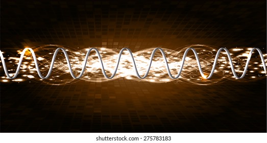 Sound waves oscillating glow brown light, Abstract technology background. Vector. Beam. infographics.