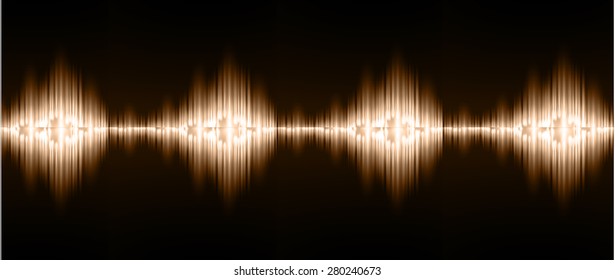 Sound waves oscillating glow brown light, Abstract technology background. Vector.