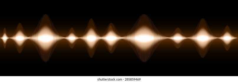Sound waves oscillating glow brown light, Abstract technology background. Vector