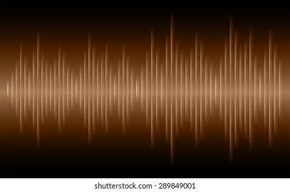 Sound waves oscillating glow brown light, Abstract technology background. Vector.