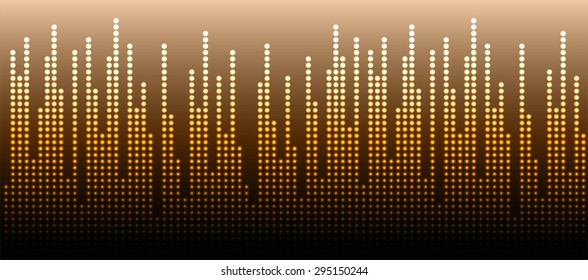 Sound waves oscillating glow brown light, Abstract technology background. Vector.