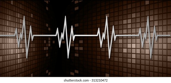 Sound waves oscillating glow brown light, Abstract technology background. Vector.