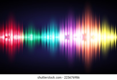 Sound waves oscillating glow color light, Abstract technology background. Vector.