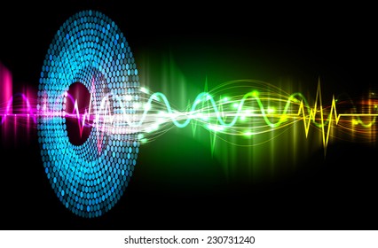 Sound waves oscillating glow colorful light, Abstract graphic technology background. Vector. pulse heart.