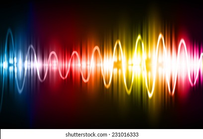 Sound waves oscillating glow colorful light, Abstract technology background. Vector. 