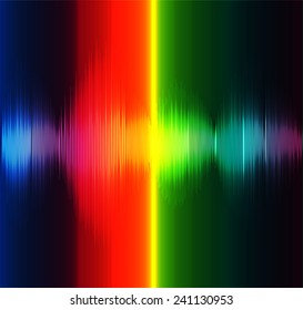 Sound waves oscillating glow colorful light, Abstract technology background. Vector.