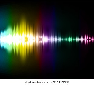 Sound waves oscillating glow colorful light, Abstract technology background. Vector.
