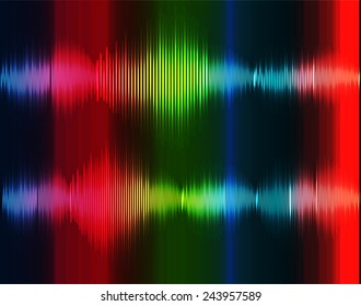 Sound waves oscillating glow colorful light, Abstract technology background. Vector.