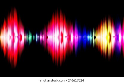 Sound waves oscillating glow colorful light, Abstract technology background. Vector.