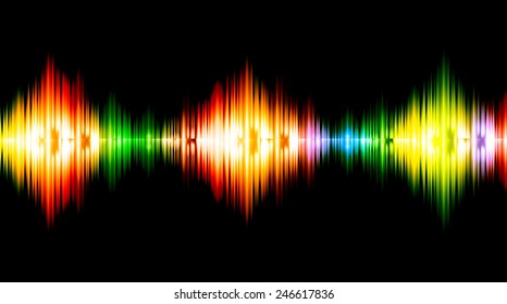 Sound waves oscillating glow colorful light, Abstract technology background. Vector.