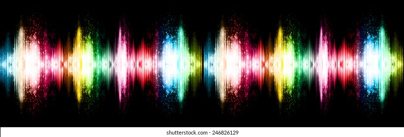 Sound waves oscillating glow colorful light, Abstract technology background. Vector.