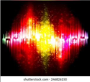 Sound waves oscillating glow colorful light, Abstract technology background. Vector.