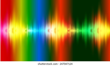 Sound waves oscillating glow colorful light, Abstract technology background. Vector.