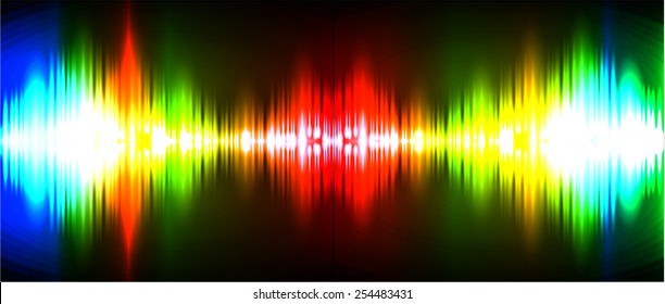 Sound waves oscillating glow colorful light, Abstract technology background. Vector.