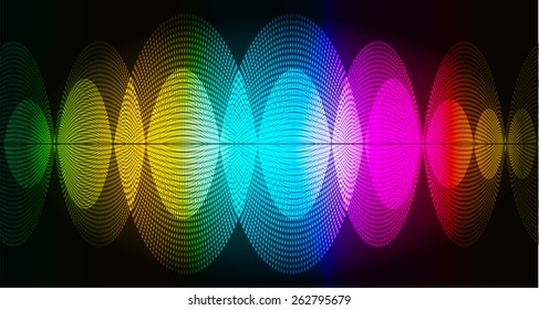 Sound waves oscillating glow colorful light, Abstract technology background. Vector.