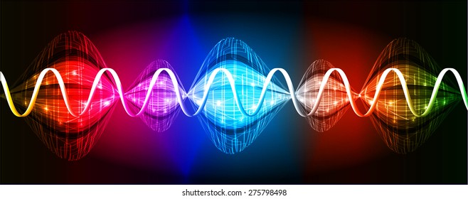 Sound waves oscillating glow colorful light, Abstract technology background. Vector. Beam. infographics.