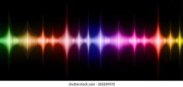 Sound waves oscillating glow colorful light, Abstract technology background. Vector.