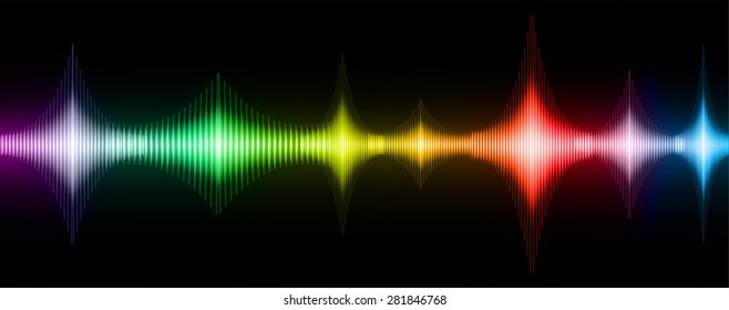 Sound waves oscillating glow colorful light, Abstract technology background. Vector.