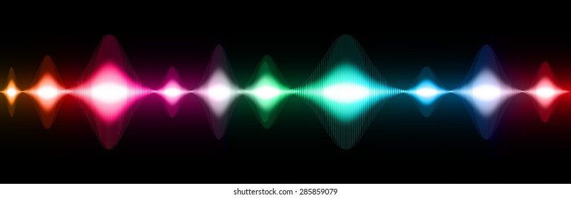 Sound waves oscillating glow colorful light, Abstract technology background. Vector