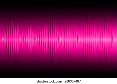 Sound waves oscillating glow dark pink light, Abstract technology background. Vector.