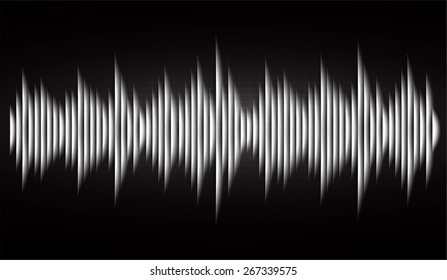 Sound waves oscillating glow gray black light, Abstract technology background. Vector. Pulse