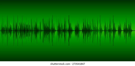 Sound waves oscillating glow green light, Abstract technology background. Vector. infographics