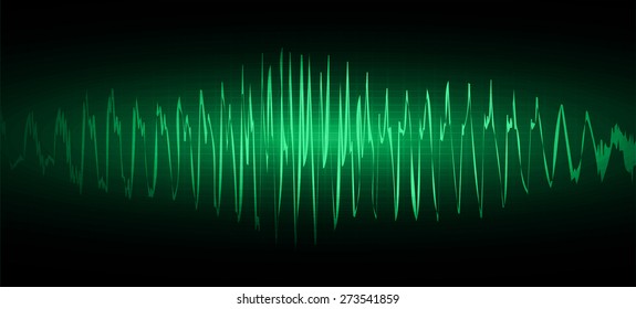 Sound waves oscillating glow green light, Abstract technology background. Vector. infographics