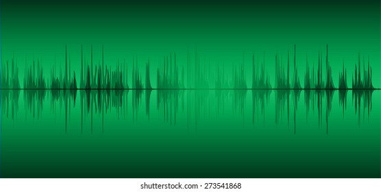Sound waves oscillating glow green light, Abstract technology background. Vector. infographics