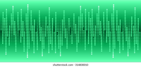 Sound waves oscillating glow green light, Abstract technology background. Vector.